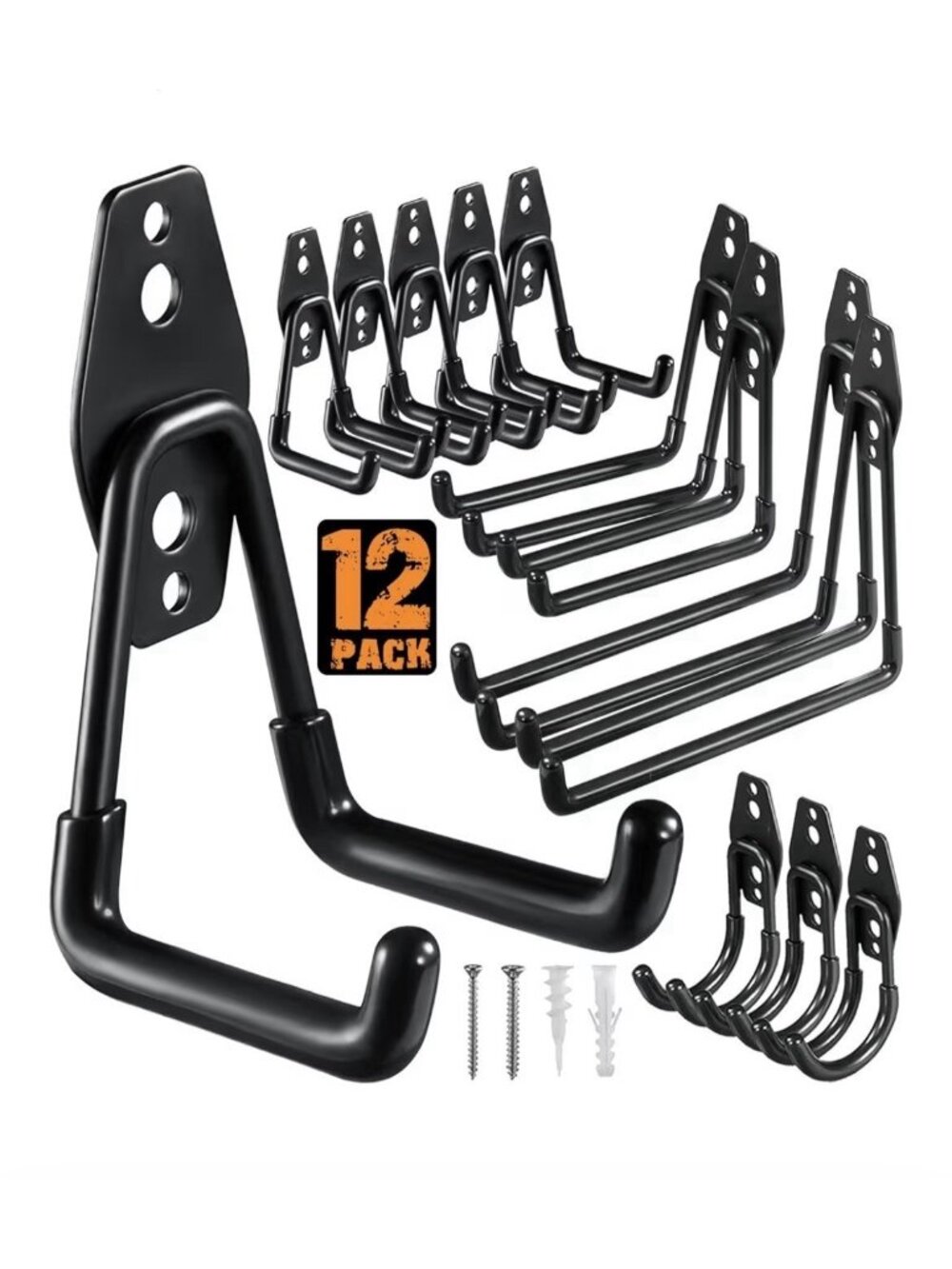 12 Pack Garage Hooks Heavy Duty Utility Steel Anti-Slip Coating Wall Mount NEW